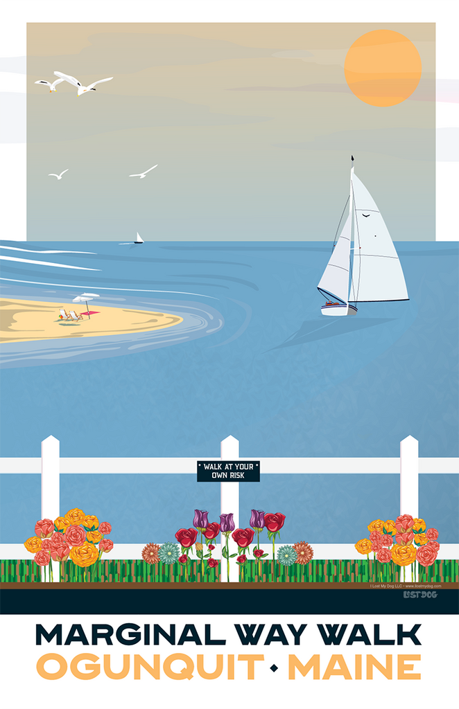 Ogunquit Marginal Way Sailing Illustration