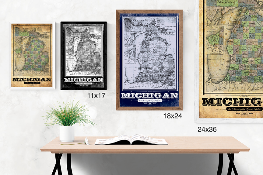 Michigan Vintage Remixed Map