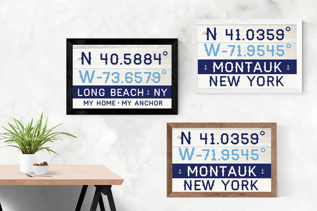 Nautical Coordinates Wooden Replica Sign