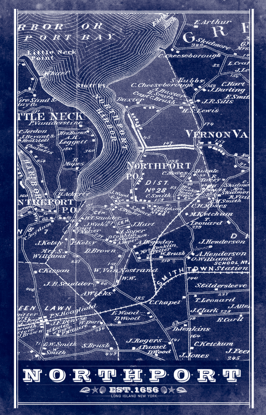 Northport Long Island Vintage Remixed Map