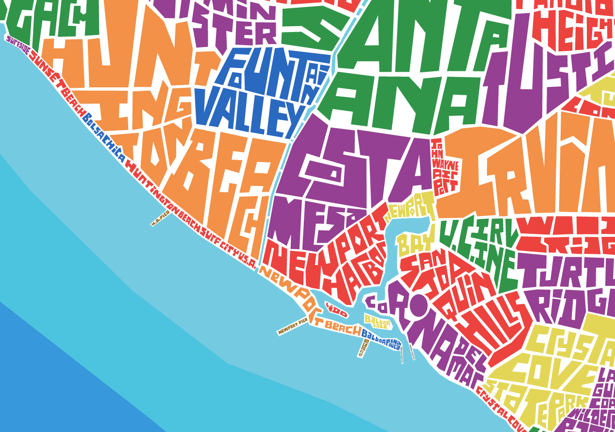 Orange County Type Map – LOST DOG Art & Frame