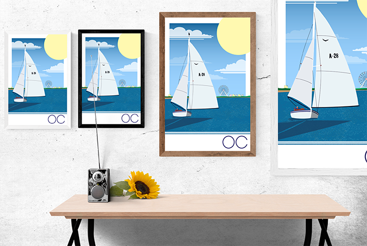 Ocean City Sailboat Illustration