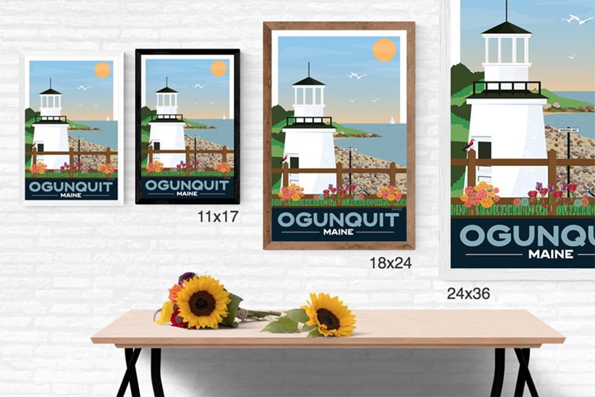 Ogunquit Marginal Way Lighthouse Illustration