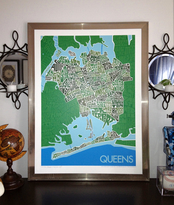 Queens, NY Hand Lettered Type Map