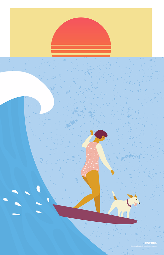 Retro Surf Girl w/ Dog