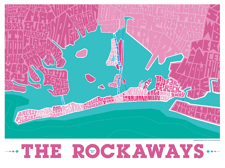 Rockaway Queens Typography Map