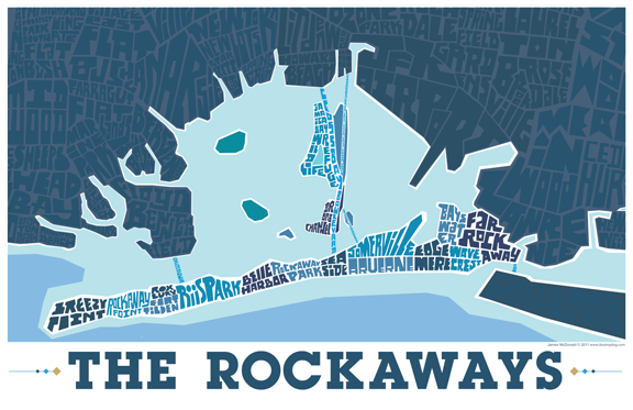 Rockaway Queens Typography Map