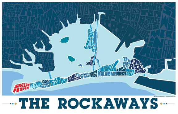 Rockaway Queens Typography Map