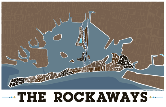 Rockaway Queens Typography Map