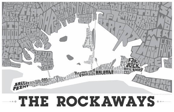 Rockaway Queens Typography Map