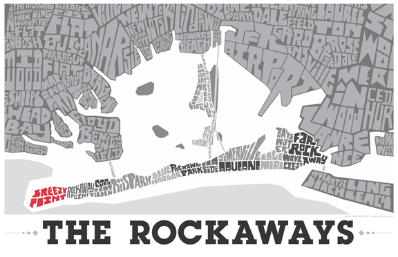 Rockaway Queens Typography Map