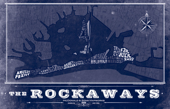 Rockaway Queens Typography Map