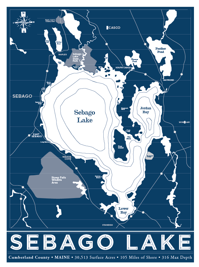 Sebago Lake Nautical Map