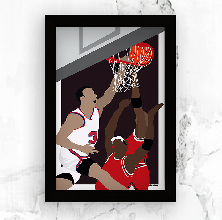 THE DUNK John Starks LOST DOG Art Frame