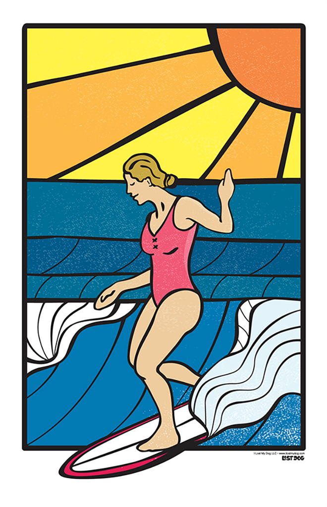 Girl Soul Surf Stained Glass