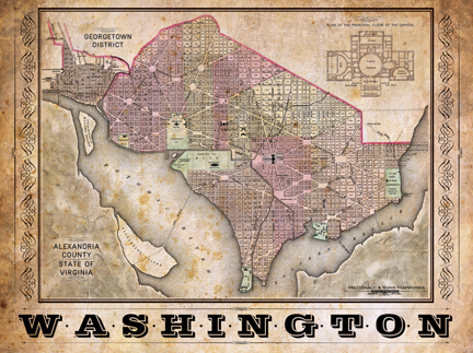 Washington DC Vintage Map