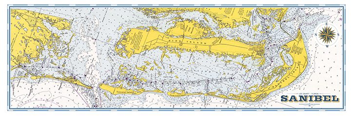 Sanibel Island Vintage Nautical Map