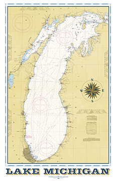 Lake Michigan Vintage Nautical Map