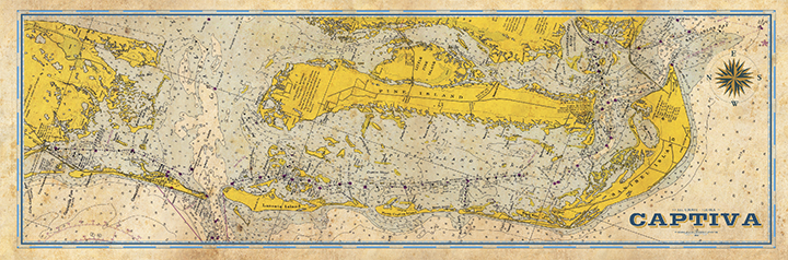 Captiva Island Vintage Nautical Map