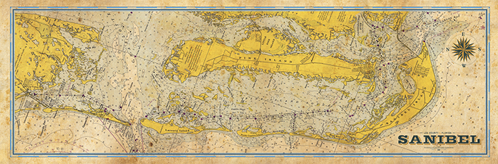 Sanibel Island Vintage Nautical Map