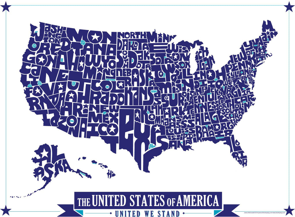 United States Hand Drawn Type Map