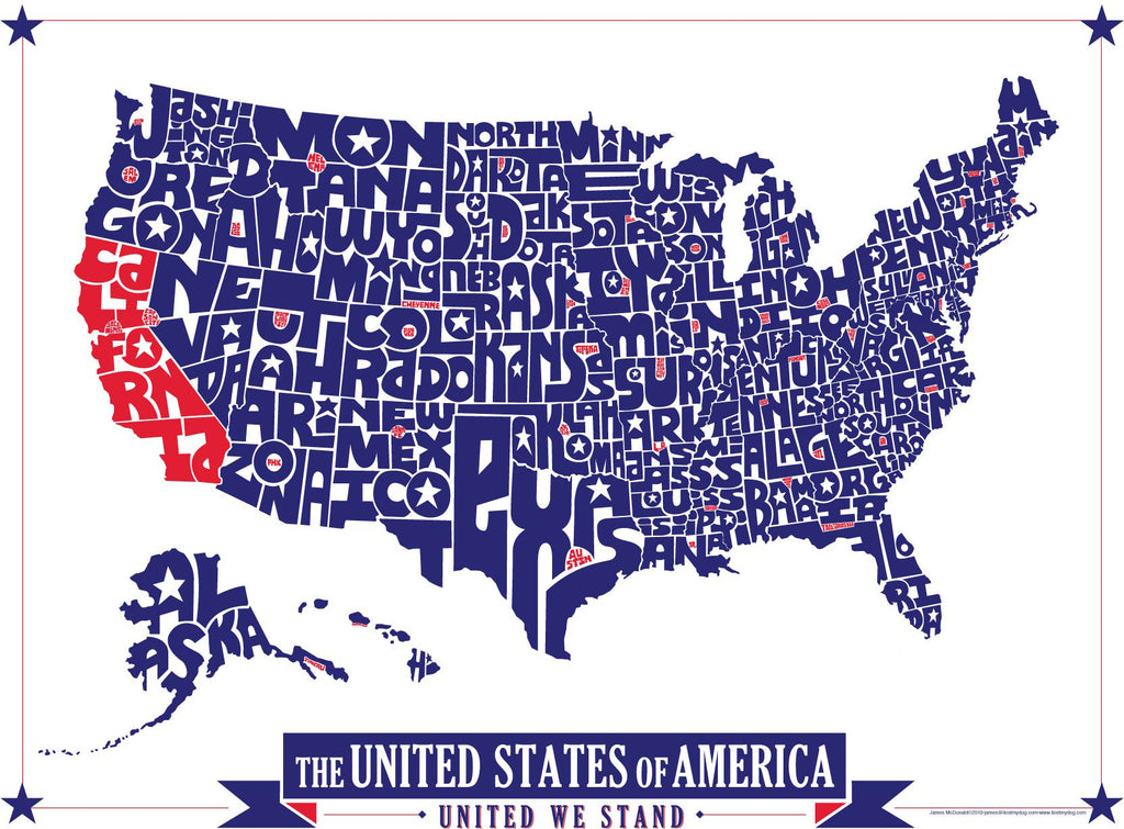 United States Hand Drawn Type Map