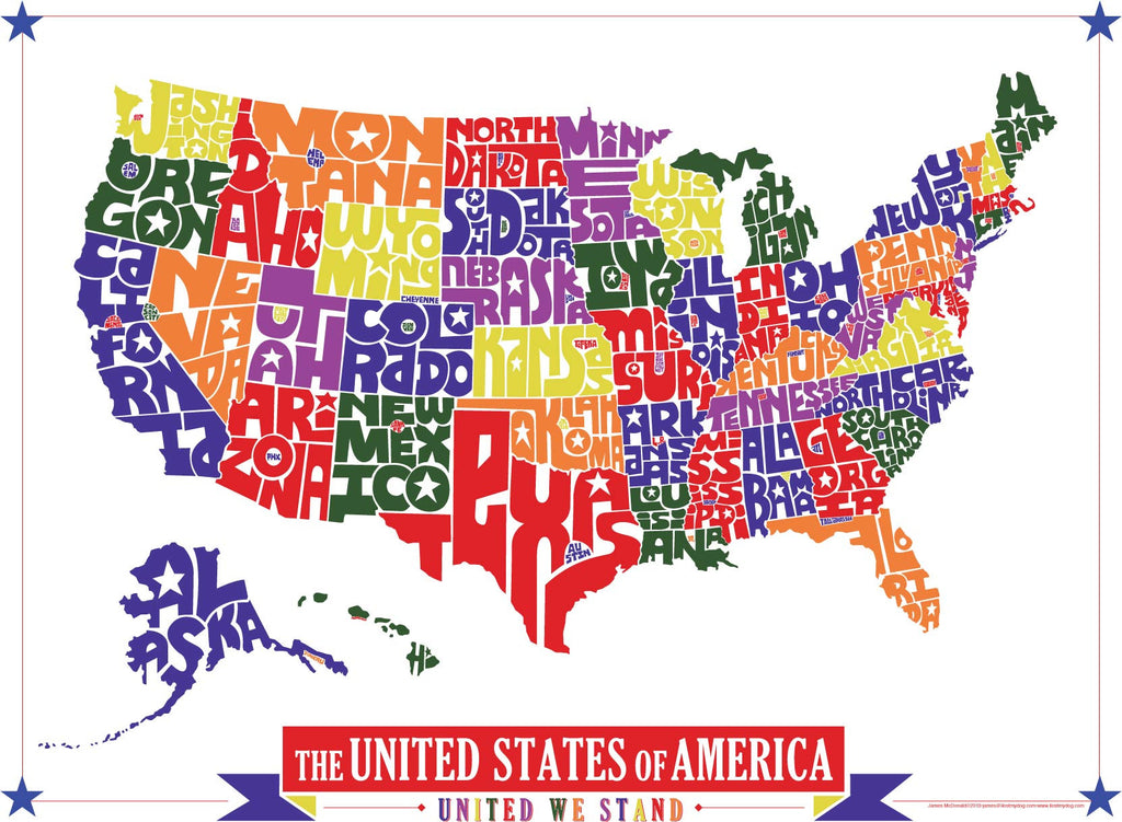 United States Hand Drawn Type Map